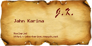 Jahn Karina névjegykártya